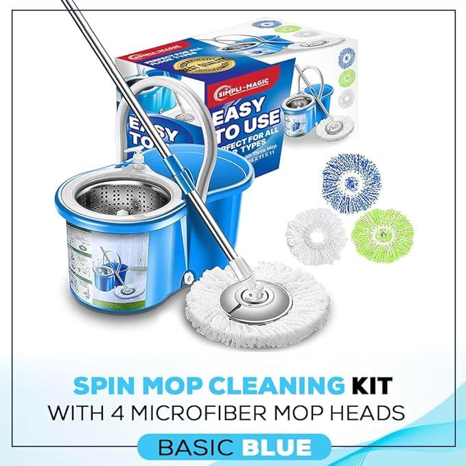 Simpli-Magic 79193 Spin Mop 4 Heads Included, Basic, Blue - NeatNest