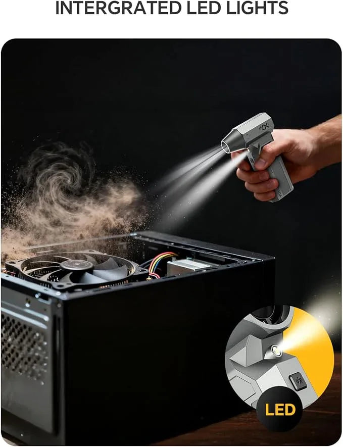Compressed Air Duster, 150000RPM Electric Air Duster with LED Display & Brushless Motor, 4-Gear Air Blower Rechargeable with LED Light, Cordless Turbo Fan for Computer, Keyboard, Car, Home, Outdoor - NeatNest