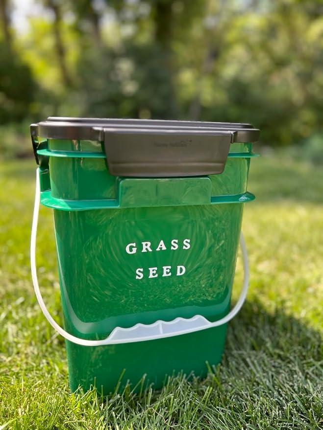 House Naturals 4 Gallon Square Food Grade Bucket Pail with Plastic Handles and Lid (Pack of 3) Made in USA containers (Dark Green - Black lids) - NeatNest