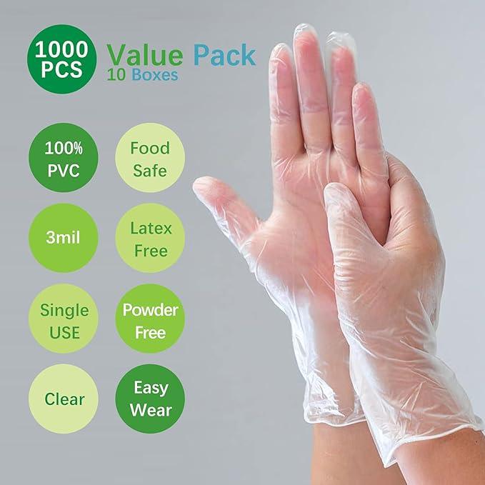 Clear Vinyl Food Safe Disposable Gloves Latex Free Powder Free for Food Prep Handling Cooking Cleaning - NeatNest