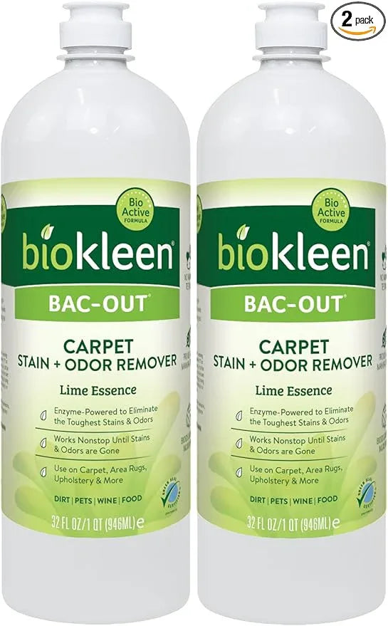 Biokleen Bac-Out Stain Remover for Clothes - 2 Pack - Enzymatic, for Laundry, Diapers, Wine, Carpets, & More, Eco-Friendly, Plant-Based, 32 Ounces - NeatNest