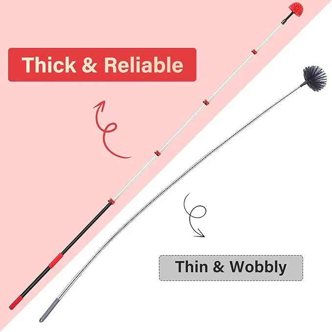 7-24 FT Extension Pole with 2 Outdoor Cobweb Brushes, 30 FT High Reach Ceiling Fan Cleaner Duster for Home, 24 FT Extendable Pole with 4 Pcs Dusting Tools, Cubweb Dusters, Feather Dusters, Fan Duster - NeatNest