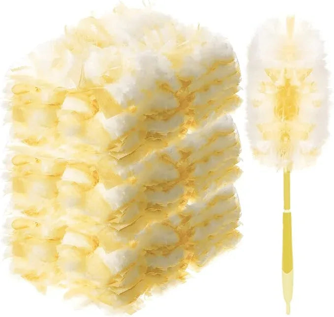 Vesici 150 Pcs Duster Refills Compatible with Swiffer Dusters Bulk Disposable Replacement Thickened with 1 Handle Heavy Duty for Cleaning, Office (Yellow) - NeatNest