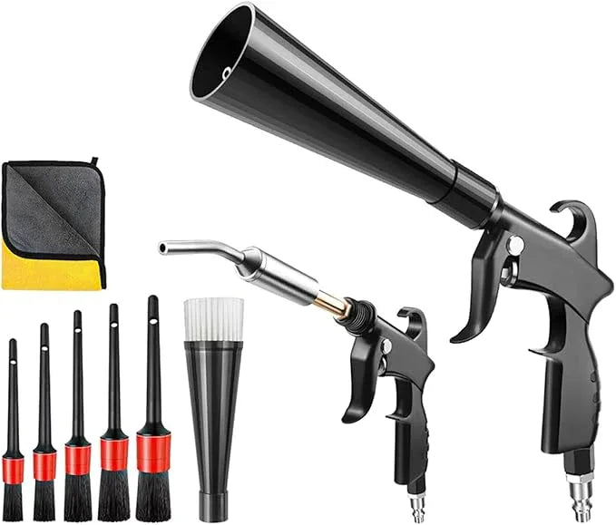 JUSTHERE Detailing Car Cleaning Gun Interior Dryer Air Blow Gun, High Pressure Blower Gun with 5 Pcs Brushes for Auto Carpet Seats Dashboard Console Cleaning - NeatNest