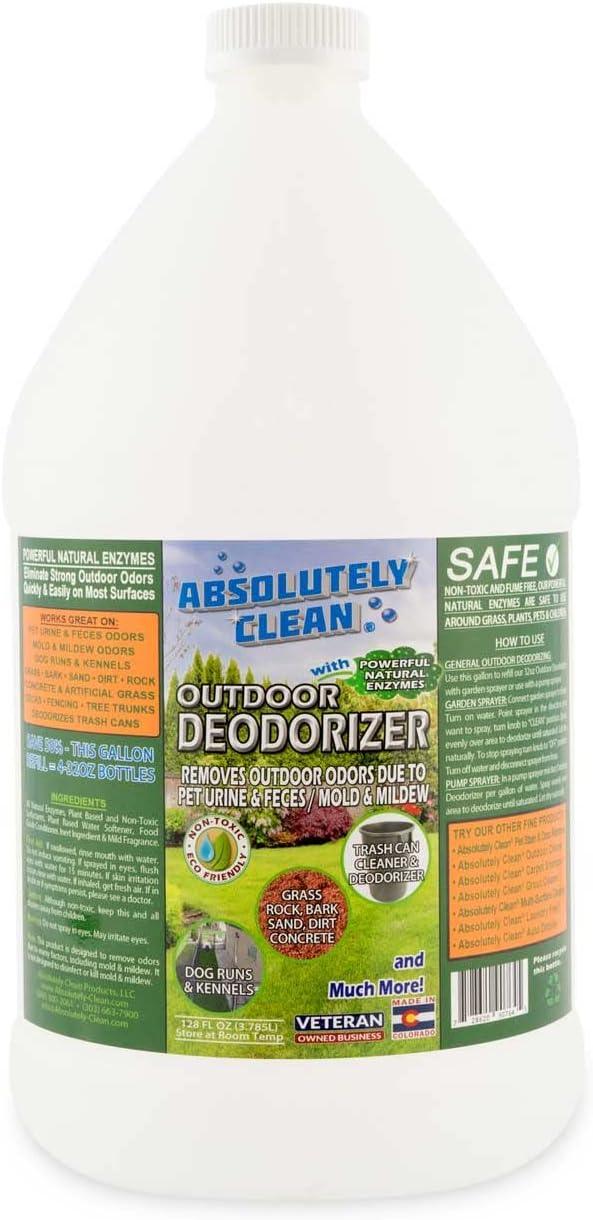 Amazing Outdoor Deodorizer odor eliminator Natural Enzyme Just Spray & Walk Away Grass, AstroTurf, Dog Runs, Patios, Decks, Fences & More Vet Approved - 128oz odor eliminator for strong odor - NeatNest