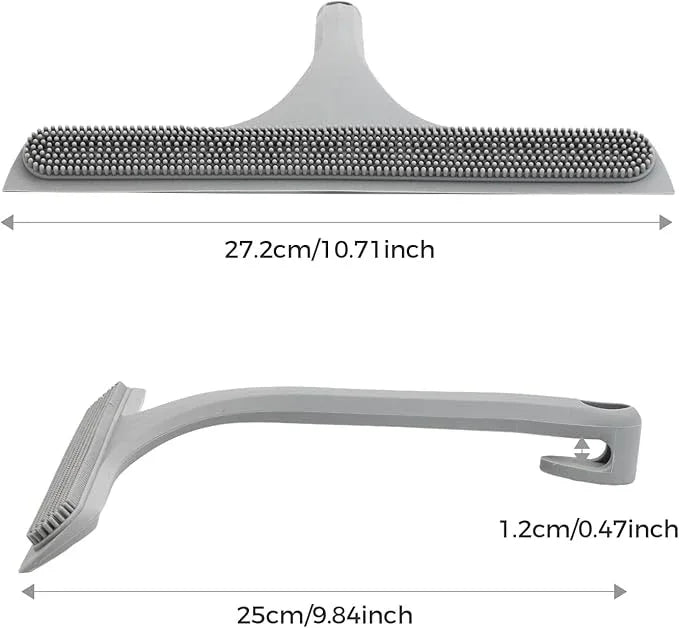10.7“ Wide All-Purpose Shower Squeegee for Glass Doors, Squeegee for Shower Glass with Hook, Window Squeegee with Double-Ended Gap Brush Set for Shower, Bathroom, Car Glass, Mirror (Gray) - NeatNest