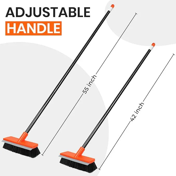 Deck Brush with Long Handle, Stiff Bristle Floor Scrub Broom, 55'' Outdoor Scrubber Remove Dirt, Leaves, Snow on Carpet, Patios, Garage, Concrete - NeatNest
