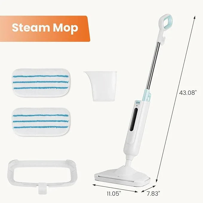 Sweetcrispy Steam Mop for Floor Cleaning,Lightweight Floor Steamer Cleaner for Hardwood/Tile/Laminate Floors Carpet, 2 Washable Pad, White and Green - NeatNest