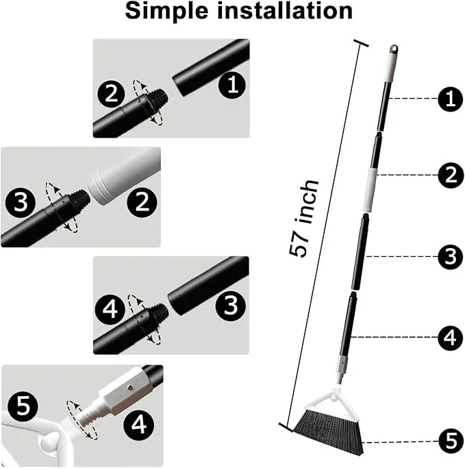 2 Pack Outdoor Indoor Broom, Brooms for Sweeeping Indoor, Heavy-Duty Kitchen Broom with Long Pole, Angle Broom White for Garages Restaurant Courtyard Office Slidewalk Lobby Sweep Dust - NeatNest