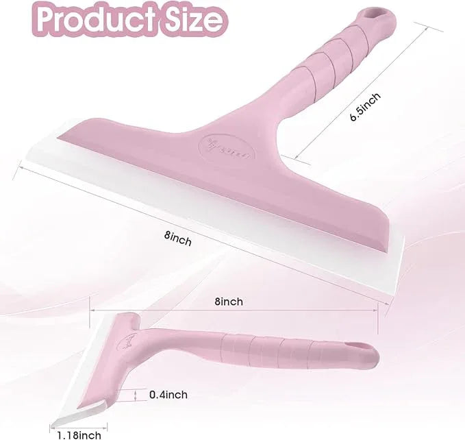 Shower Squeegee for Glass Doors, Bathroom Squeegee for Shower, Mini Window Squeegee, Home Bathroom Silicone Cleaner Tool, Suitable for Bathroom, Kitchen, Tile, Mirror, Car Glass, 8in Rose Pink - NeatNest