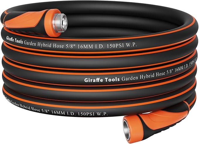 Giraffe Tools Garden Hose 50ft x 5/8", Water Hose Heavy Duty, Flexible, Lightweight Hybrid Hose with Swivel Handle, Male to Female Fittings, Burst 600 PSI - NeatNest