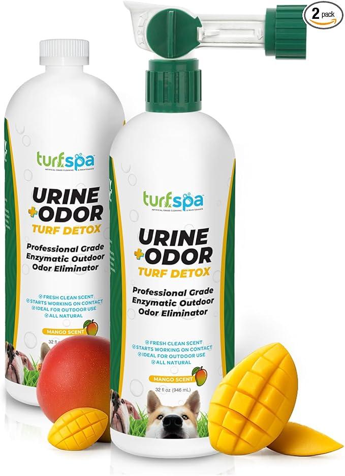 Urine & Odor Turf Detox: 2- Pack of Mango 32 oz Professional Enzyme Cleaner & Odor Eliminator for Artificial Grass, Turf, Concrete, Patio & Kennels, Pet Urine Enzymatic Cleaner for Dogs & Cats - NeatNest