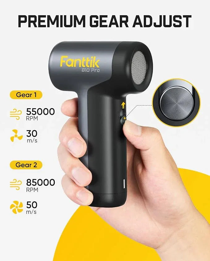 Fanttik B10 Pro Electric Air Duster, 110000RPM Brushless Motor, Compressed Air Duster, Mini Blower with One-tap Booster, 3 Gears Adjustable, Electric Duster for PC, Keyboard, Electronics and Workbench - NeatNest