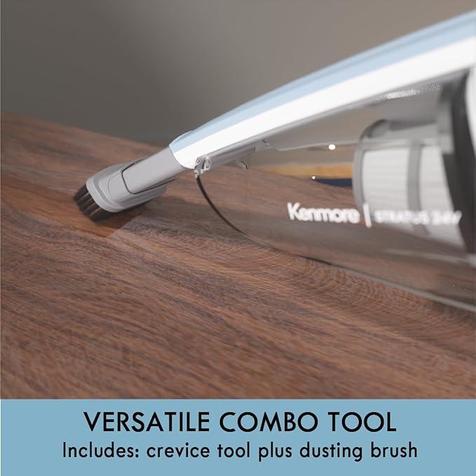 Kenmore DS1020 16V Cordless Stick Vacuum Lightweight 2-in-1 Handheld, LED Headlight with 2-Speed Power Control for Hardwood Floor, Carpet & Pet Hair, 16 Volts, Gray-Blue - NeatNest