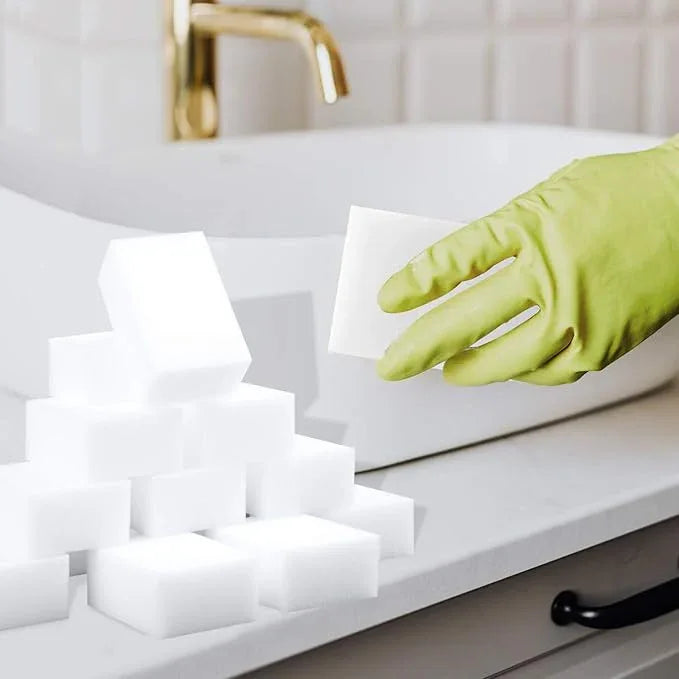 100 Pack Magic Sponge Eraser Extra Thick and Long Lasting Melamine Cleaning Sponges in Bulk - Multi Surface Power Scrubber Foam Cleaning Pads - Bathtub, Floor, Baseboard, Bathroom, Wall Cleaner - NeatNest