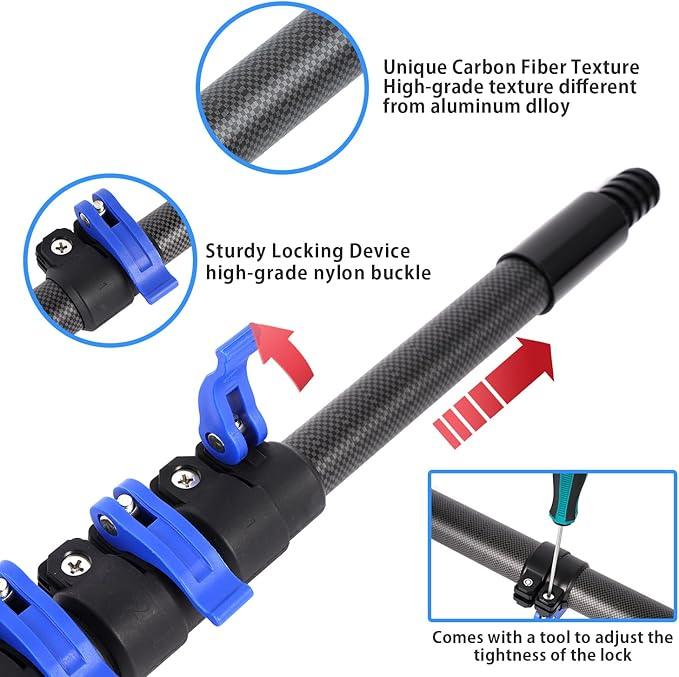 36 Foot High Ceiling Duster Kits with 4.7-30 FT Carbon Fiber Extension Pole, Feather Duster, Cobweb Duster, Ceiling Fan Duster, Window Squeegee & Cleaner with Pole 30 Ft - NeatNest