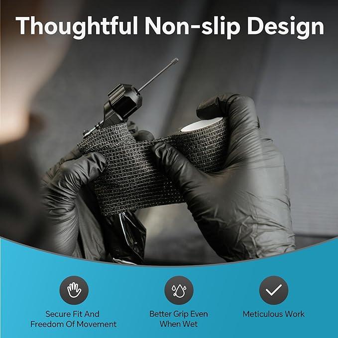HEAVY DUTY 6 Mil Nitrile Black Gloves Disposable Latex Free Rubber Cooking Cleaning Food Prep Tattoo Gloves 1000PCs - NeatNest