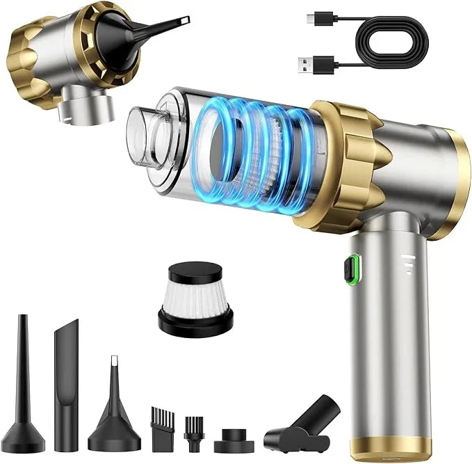 Car Vacuum Portable Cordless - Handheld Vacuum Cleaner with 16000PA Strong Suction, 7-in-1 Air Duster/Blower, Rechargeable Mini Vacuum with Long Battery, Multi-Nozzles for Car,Home, Office, Pet - NeatNest