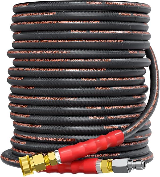 Pressure Washer Hose 75FT, 4800PSI High Tensile Wire Braid Kink Resistant Power Washer Extension Hose, 3/8" Flexible Replacement Hose with 3/8 Quick Connect - NeatNest