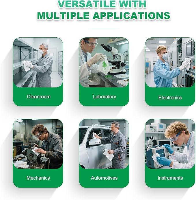 Cleanroom Wipes 4"x4" (1200 Pcs, Cellulose/Polyester Blend, Grade B, 56GSM) Lint Free Wipes for Laboratory, Electronics, Pharmaceutical,Printing,Automotives and Semiconductor Industries - NeatNest
