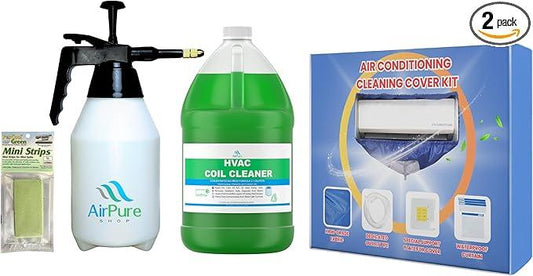 Complete Mini Split Cleaning Kit Featuring Nu-Calgon Evap Pow'r C Coil Cleaner & CleanAir Odour Treatment Tab - For Units Up To 39 Inches Wide - NeatNest