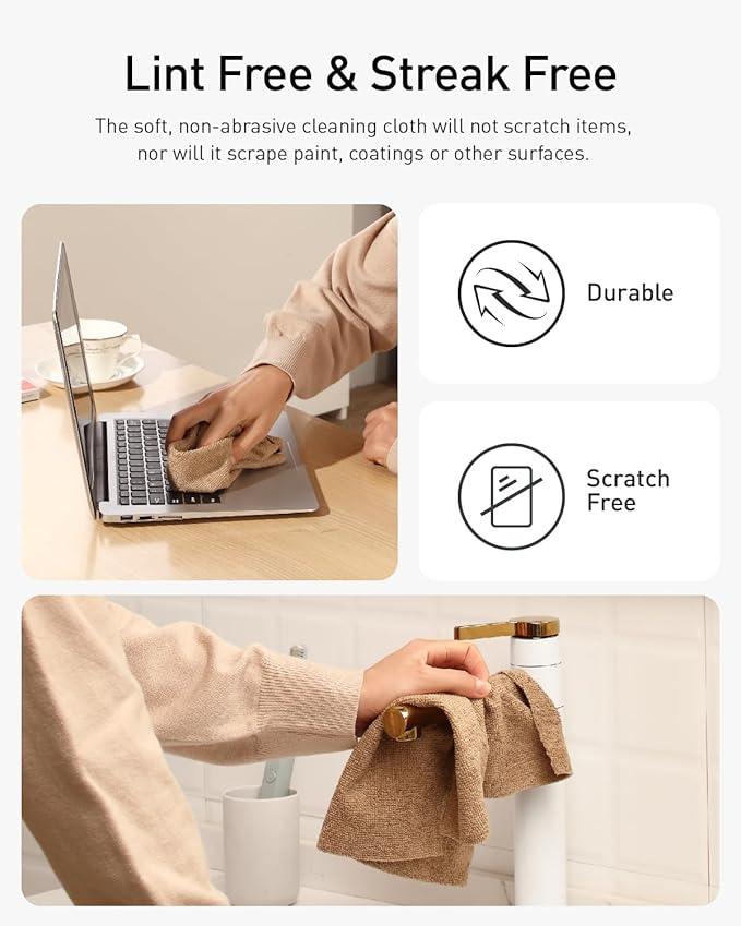 Fantasticlean Microfiber Cleaning Cloth Roll -75 Pack, Tear Away Microfiber Towels, 12" x 12", Reusable, Washable, Scratch Free, Ultra Absorbent for Car, Home Supplies (TAN) - NeatNest