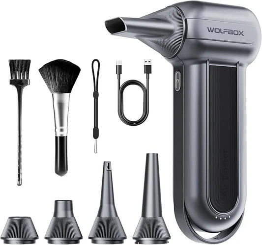 WOLFBOX MF100 Electric Air Duster-150000RPM Super Power Cordless Air Duster, Rechargeable Brushless Motor Durable Blower, 3-Gear Adjustable Dust Blower for Computer, Keyboard, Outdoor, House and Car - NeatNest