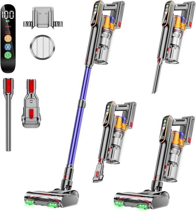 Cordless Vacuum Cleaner, 650W 55KPA 70Mins Vacuum Cleaners for Home, Stick Vacuum with 1.8L Cup, Anti-Tangle, 8-Stage Filter System, Green Light for Pet Hair, Carpet, Floor - NeatNest