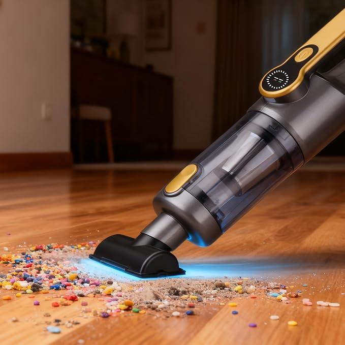 Handheld Vacuum Cordless, Car Vacuum Portable Cordless 6000mAh Dust Busters Rechargeable Brushless Motor 18000Pa Strong Suction, Portable Vacuum for Car Home with 6 Accessories, Yellow - NeatNest