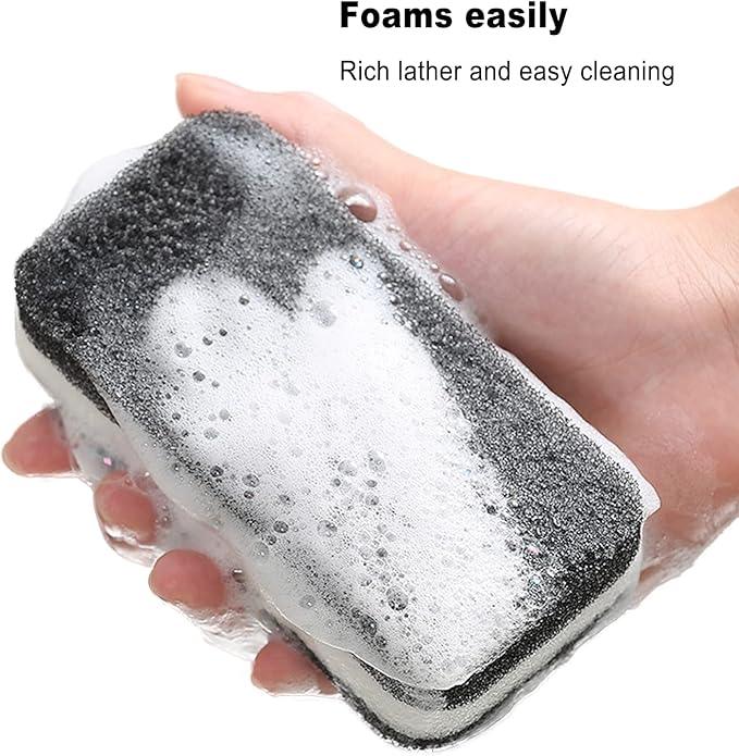 Kitchen Dishwashing Sponge Individually Wrapped Sponges, Bulk Non Scratch Scouring Pad Odor-Free Dish Sponges for Washing Dishes Wipes for Household Cleaning Dishes Travel Apartments (Black- 24 Pack) - NeatNest