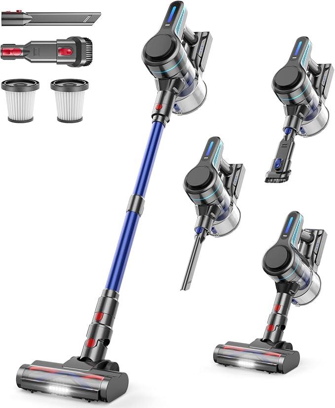 NADALY Cordless Vacuum Cleaner for Home, 8-in-1 Powerful Stick Vacuum Cordless with 45Mins Runtime, Anti-Tangle, Lightweight, 1.5L Dust Cup, Rechargeable Vacuum for Hardwood Floor Carpet Pet Hair - NeatNest