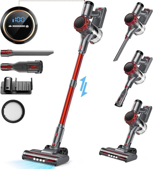 S3P Cordless Vacuum Cleaner, 45kPa Powerful Suction Vacuum Cleaners for Home, 55-Min Runtime Rechargeable Stick Vacuum, Self-Standing, for Pet Hair Carpet Hard Floor, LED Display - NeatNest