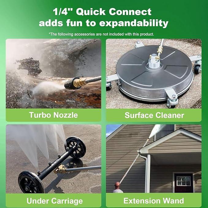 Pressure Washer, 5000 PSI 4.0 GPM Heavy Duty Power Washer with Foam Cannon, 4 Nozzle Tips,33FT Hose and Soap Bottle for Home/Cars/Driveways/Patios/Decks/Fences,Green - NeatNest