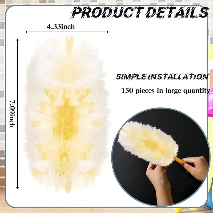 Vesici 150 Pcs Duster Refills Compatible with Swiffer Dusters Bulk Disposable Replacement Thickened with 1 Handle Heavy Duty for Cleaning, Office (Yellow) - NeatNest