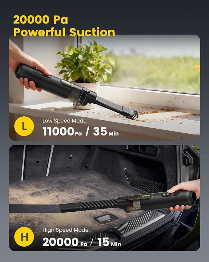 Car Vacuum Cleaner – 100000 RPM Cordless Handheld Vacuum with 20000Pa Suction, 4-IN-1 Portable Vacuum Cordless Blower/Inflator/Deflator, LED Light, Mini Vacuum Cleaner for Car, Office Desk & Home - NeatNest
