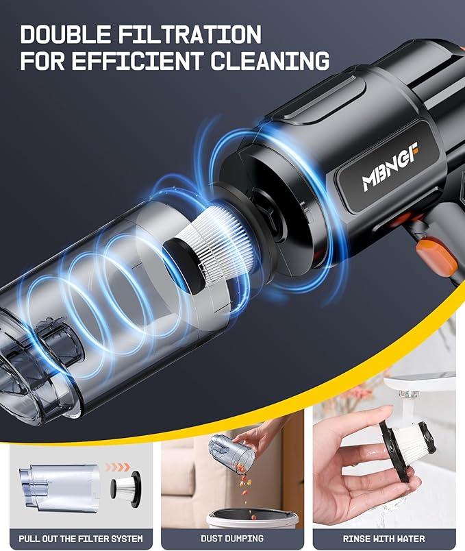 Car Vacuum Portable Cordless,35000PA High Power Suction & Blower, Handheld Vacuum Cleaner for Car, Home, Desktop, Keyboard(Fog Black) - NeatNest