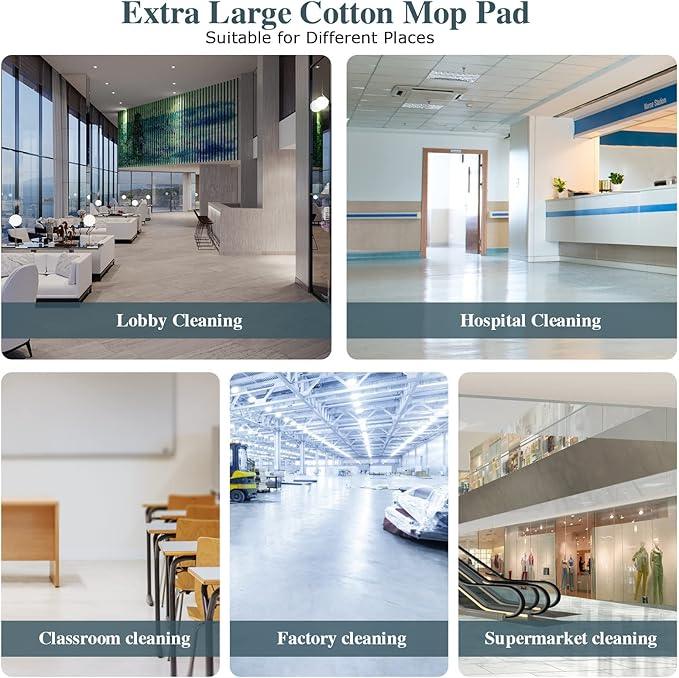 Commercial Mop,Masthome 42" Heavy Duty Dust Mop with Stainless Steel Handle,Large Industrial Mops for Floor Cleaning with 1 Cotton & 1 Microfiber Pad,Wet & Dry Large Mops for Home,Garage,School,Mall - NeatNest