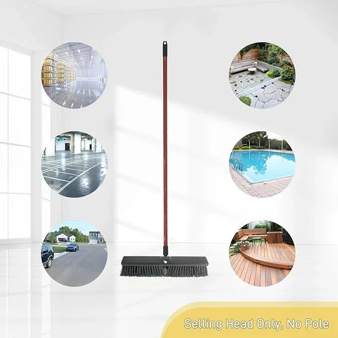 FRAXIR Push Broom Head Outdoor Large Stiff Bristle - Excellent Cleaning Performance- Easy Installation (18 inches) - NeatNest