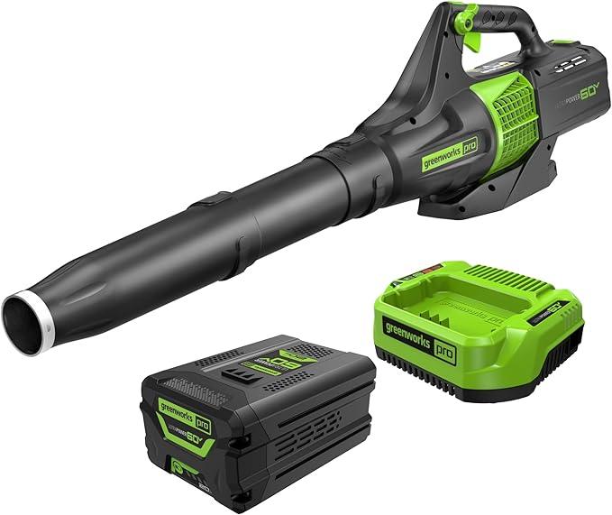 Greenworks 60V 450 CFM Cordless Leaf Blower, 2.0 Ah Battery and Rapid Charger - NeatNest