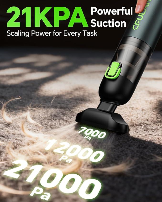 Car Vacuum Portable Cordless, 21KPa 4-in-1 Handheld Mini Vacuum Cleaner with 8 Attachments, 3 Suction Modes, One-Touch Empty, Type-C Charge, Hand Vacuum for Car, Home, Keyboard, Small Job - NeatNest