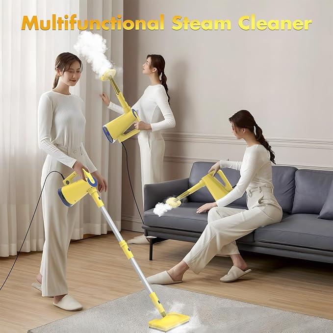 Steam Mop with Detachable Handheld Steam Cleaner for Home Cleaning,13OZ Water Tank,with Handheld 6-in-1 Multi-function Attachments for Hardwood Floors,Clothes,Windows,Tiles Grout and Furniture - NeatNest