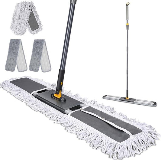 MASTERTOP Commercial Mop, 36'' Large Dust Mop,Heavy Duty Industrial Push Mops with 3 Reusable Microfibre Pads & 62'' Adjustable Handle for Home,Hotel,Mall,Warehouse - NeatNest