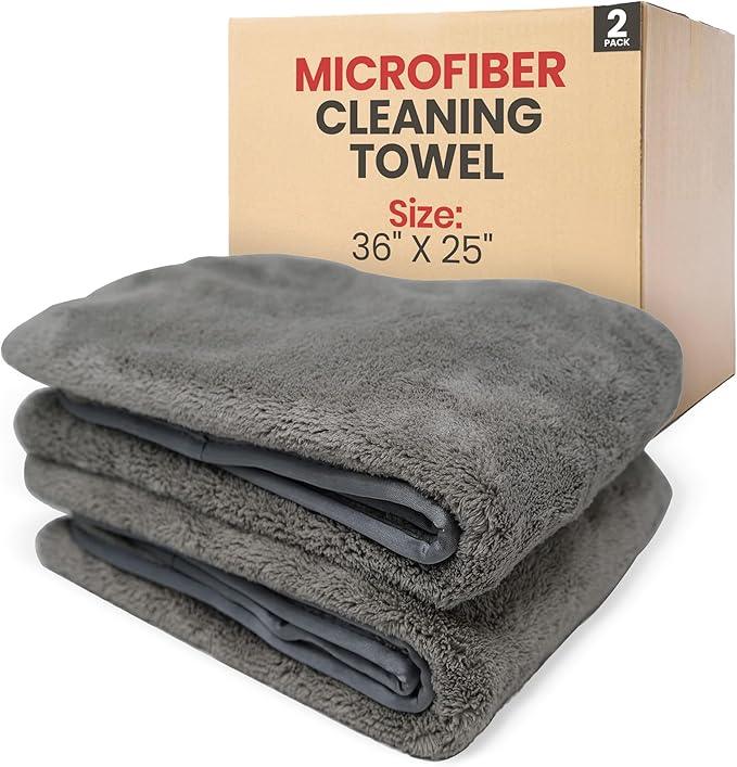 Platinum Microfiber Towels for Cars Extra Large Towel Set of 2 Drying Towels with Maximum Absorbency, Scratch Free Wash Towels for Detailing, Microfiber Cleaning Cloth Towel Kit - NeatNest