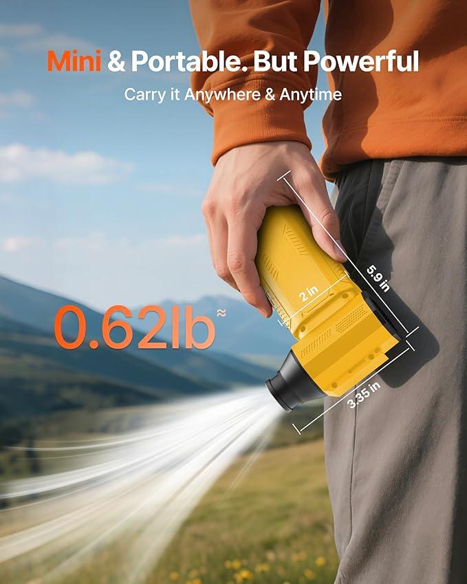 Compressed Air Duster, 130,000RPM Ultra-Powerful Cordless Electric Air Duster with 8000mAh Rechargeable Battery, 4-Gear Adjustable Air Blower for Keyboard, Computer, Car, Home Cleaning - Yellow - NeatNest