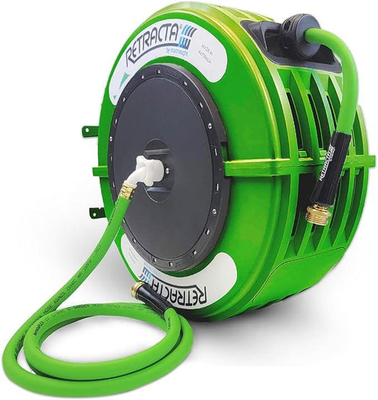 Macnaught Retractable Garden Hose Reel, 60 Ft Water Hose Reel Heavy Duty Retractable Hose with Metal 180° Swivel Rotation Bracket for Wall Mount - Green - NeatNest