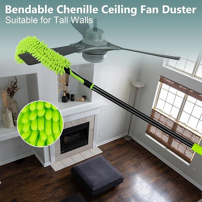 15 Foot Dusters for Cleaning, Duster with Extension Pole 7-15ft, Microfiber Feather Duster Used for Cleaning Ceiling Fan, High Window, Blinds, Shutters, Sofa, Cobweb Duster for Home (14 PCS) - NeatNest
