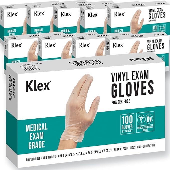 Klex Disposable Heavy Duty Vinyl Gloves Latex Free Powder Free, BPA Free Medical Grade Disposable Glove, Large L, 1000 Count - NeatNest