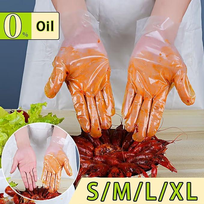 Plastic Gloves Disposable, Latex & Powder Free, Oil-Proof, Thick Clear Gloves Safe for Food Handling, Cooking, Kitchen - NeatNest