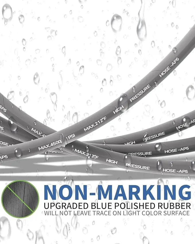 Pressure Washer Hose 75FT 3/8" for Cold and Hot Water 212°F, with Swivel Quick Connect, 4500PSI Kink Resistant Grade Steel Wire Braided, Power Washer Hose With 2pcs M22-14mm Adapter - NeatNest