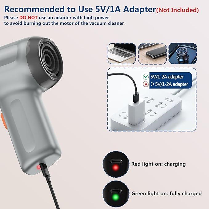 Fanisic Car Vacuum Handheld Vacuum Cleaner/Air Duster, 15000PA Strong Suction with Brushless Motor, Rechargeable Dust Buster/Hand Pump Low Noise for Car Detailing Home Office Cleaning - NeatNest